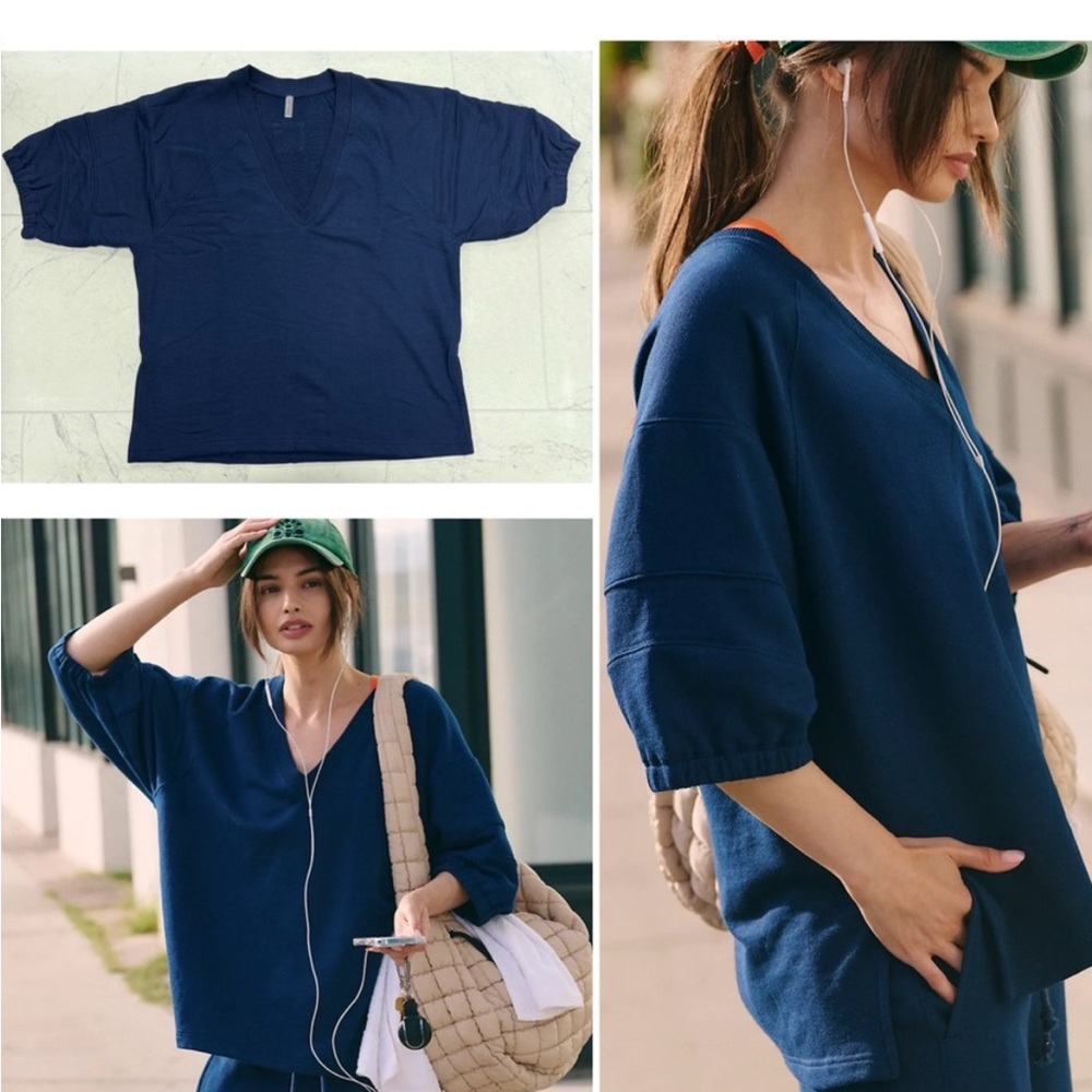 NWOT  free people On The Run Top/ Navy
Size: 2 XS, 1M
